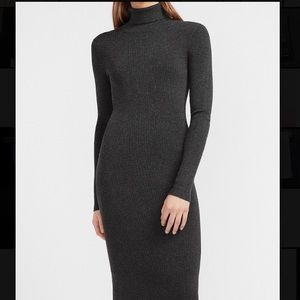 Express ribbed turtleneck dress in gray, size S, NWT
